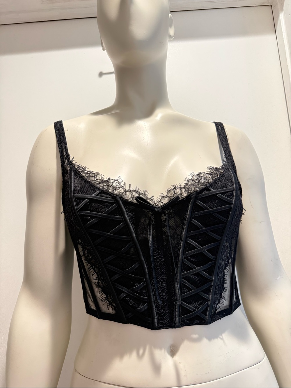 Victoria's Secret Black Lace Corset Crop Top